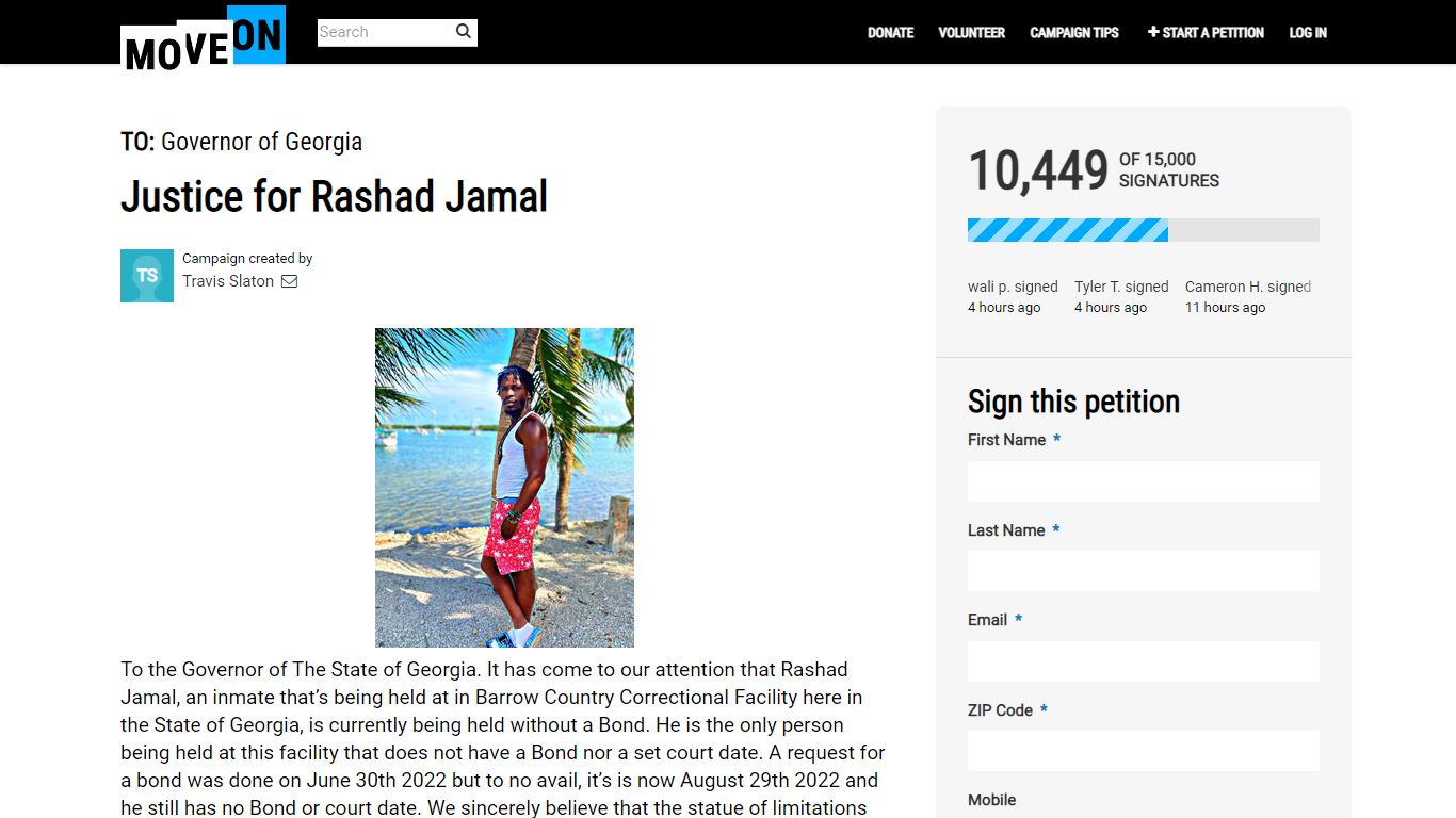Justice for Rashad Jamal | MoveOn